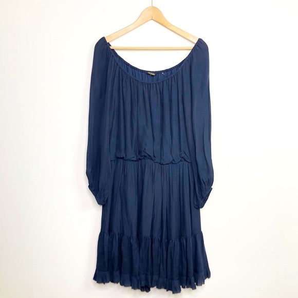 KOBI Halperin Navy blue tiered, pablum him off the shoulder, mini dress - Picture 3 of 13